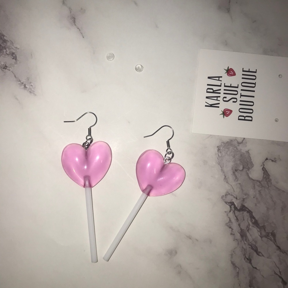 Heart Shape Lollipop Earrings - Picture 7 of 7